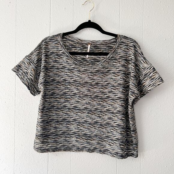 Free People Womens Top Medium Crop Boxy Relaxed Casual Minimalist Boho Soft - Picture 1 of 9